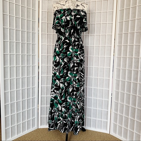 Green Plant Maxi Sleeveless Dress Womens Medium - Picture 3 of 9